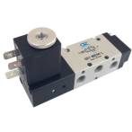 521 ME90L - G1/8 Electroventil 5/2, monostabil, actionat electric cu 1 bobina la 90 pe laterala, revenire arc