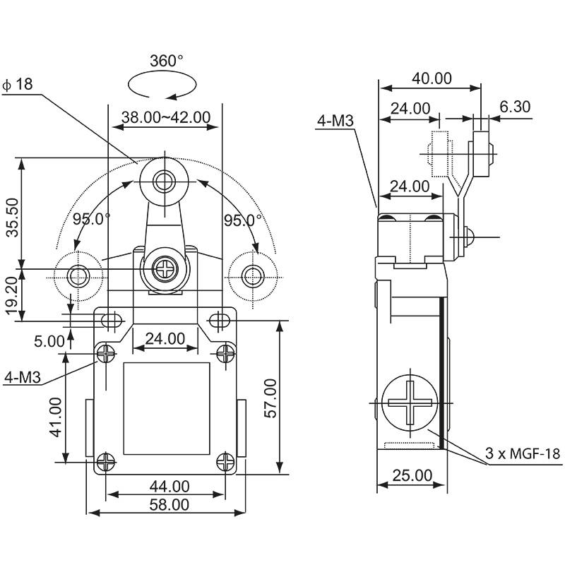 VM115 Limitator de cursa cu brat balansier, carcasa metalica